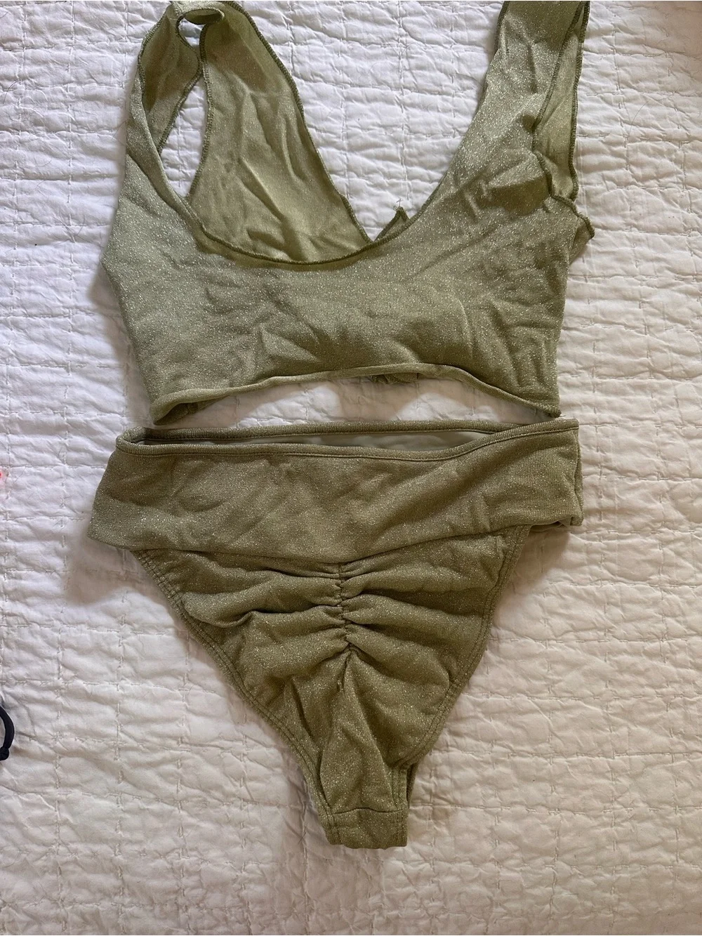 Frankie's Bikinis Olive Sparkle Tie-Front Bikini